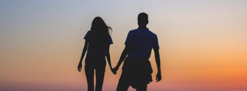 Silhouette of a man and woman 